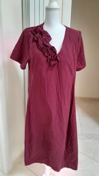 Abito rosso in cotone, poliammide ed elastan
