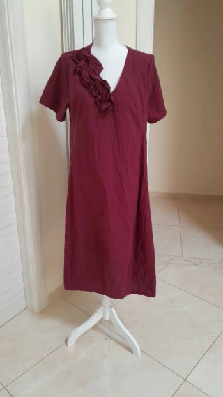 Abito rosso in cotone, poliammide ed elastan