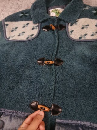 Giaccone Pile Vintage Oversize Blu Verde