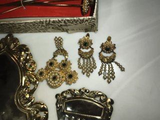 Antiguo Set Fallera Joyas y Peines Dorados