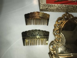 Antiguo Set Fallera Joyas y Peines Dorados