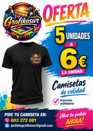 Camiseta Grafikosur Talla Única Negra