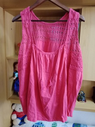 Camiseta fucsia de crochet 3XL, talla 52 de España