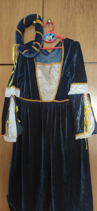 Vestido medieval azul y dorado