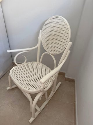 Mecedora infantil mimbre lacada blanco