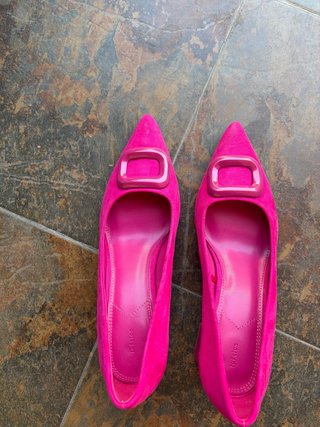 Zapatos fucsia tacón bajo talla 38