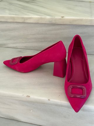 Zapatos fucsia tacón bajo talla 38