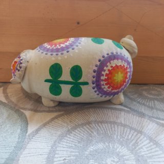 Hucha de barro vintage decorada a mano