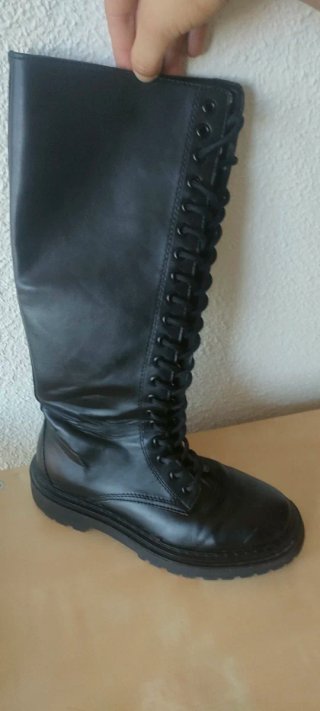 Botas negras con cremallera y cordones| 38 militar
