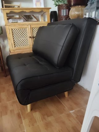 Sofá cama polipiel negro