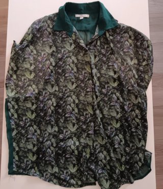 Camisa Zara Estampada Verde y Negra