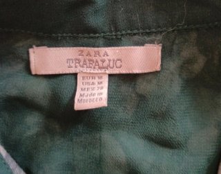 Camisa Zara Estampada Verde y Negra