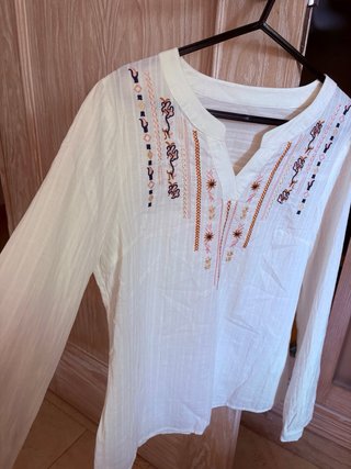 Blusa bordada boho blanca talla única-elegant