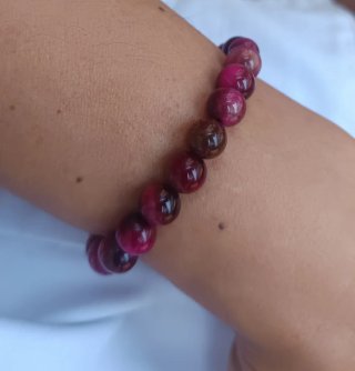 Pulsera artesanal piedras naturales corazón.8mm