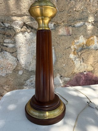 Lámpara Vintage Madera y Metal Dorado