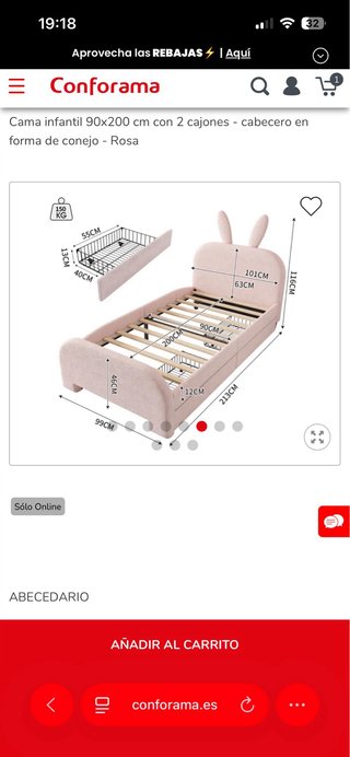 Cama infantil niña rosa con orejas