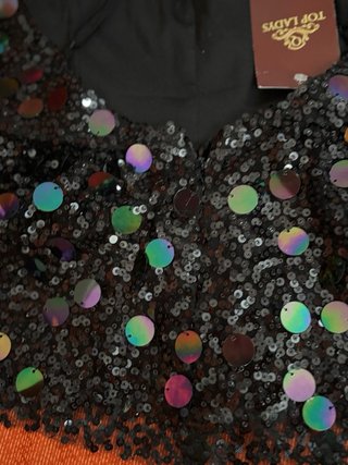 Top lentejuelas negro y multicolor