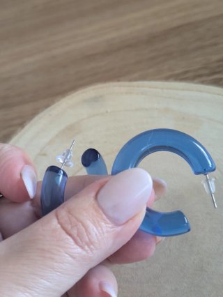 Pendientes Aro Resina Azul