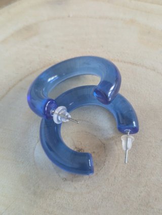 Pendientes Aro Resina Azul