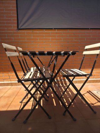 Mesa plegable madera y metal terraza