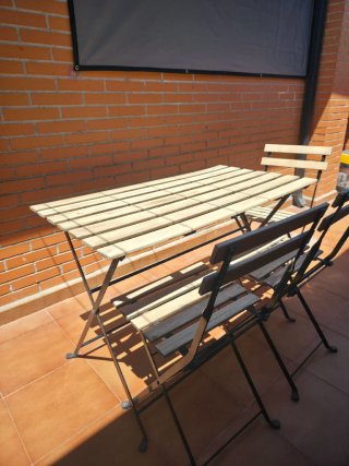 Mesa plegable madera y metal terraza