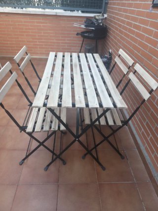 Mesa plegable madera y metal terraza