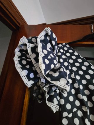 Traje Flamenca Lunares azul y Blanco