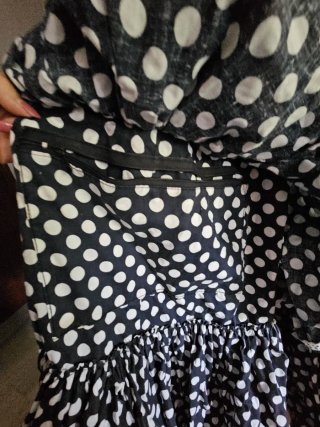 Traje Flamenca Lunares azul y Blanco