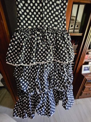 Traje Flamenca Lunares azul y Blanco