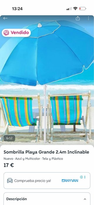 Sombrilla Playa Grande 2.4m Inclinable