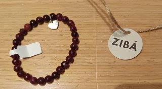 Pulsera piedras naturales y charm corazón. 6mm