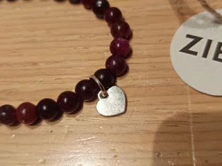 Pulsera piedras naturales y charm corazón. 6mm