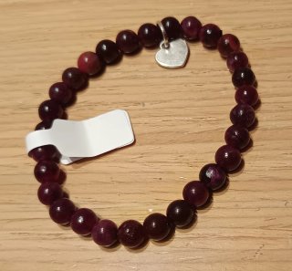 Pulsera piedras naturales y charm corazón. 6mm