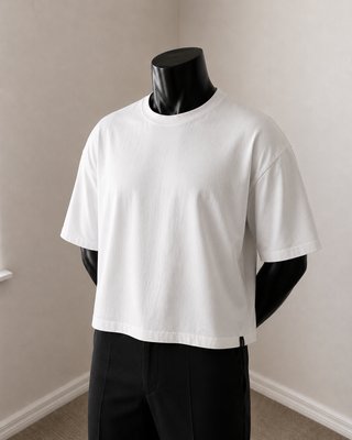 Camiseta Zara Cropped Fit Blanca Hombre