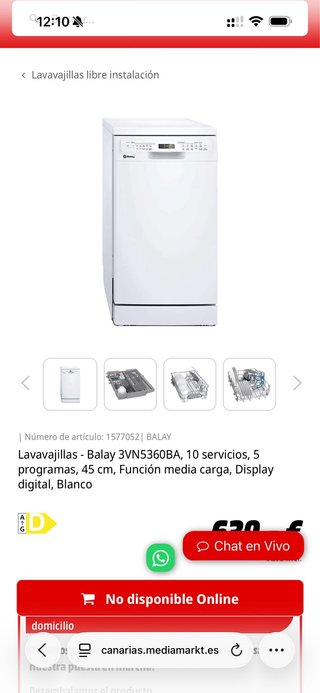 Lavavajillas Balay 3VN5360BA Smart Wifi