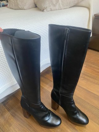 Botas altas piel negras tacón plataforma
