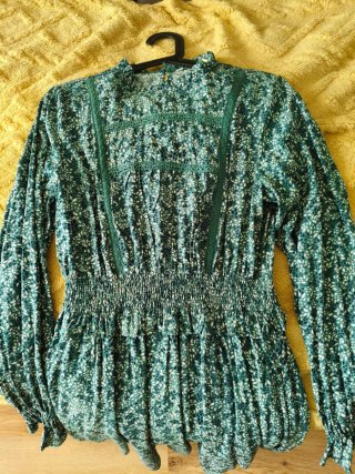 Vestido Salsa Jeans verde estampado floral talla S