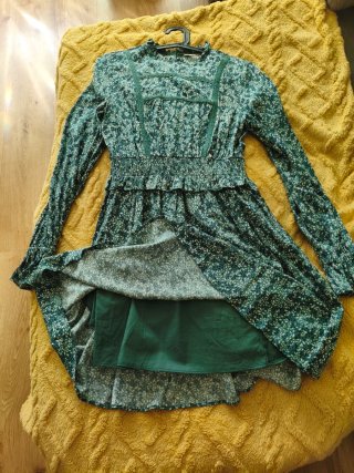 Vestido Salsa Jeans verde estampado floral talla S