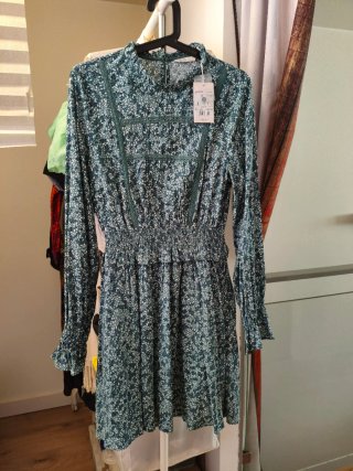 Vestido Salsa Jeans verde estampado floral talla S