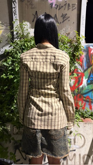 Camicia a quadri beige e verde Dries Van Noten