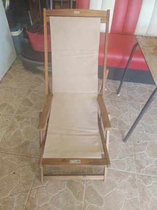 2 Tumbonas Casaría Madera y Tela Beige nuevas