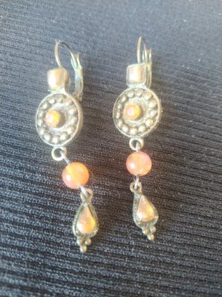 Anillo y pendientes bisutería flor y ópalo