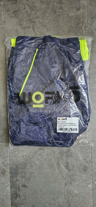 Pantalón de trabajo hombre, azul y amarillo