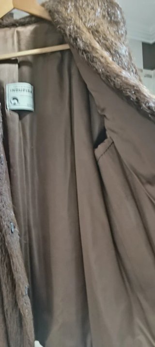 Abrigo de piel marrón mujer