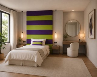 Cabecero de cama a rayas
