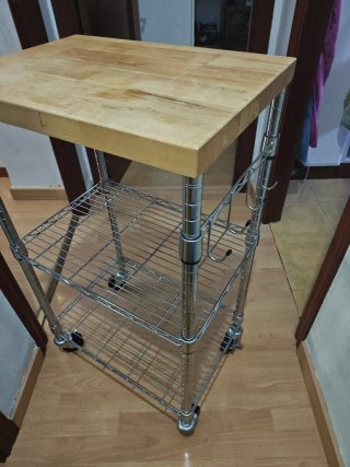 Carrito auxiliar cocina madera y metal
