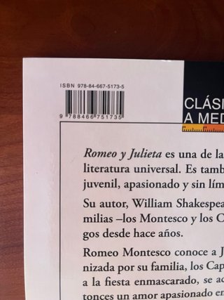 Libro: Romeo y Julieta de William Shakespeare