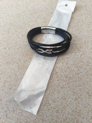 2-Pulseras Cuero Hombre  Talla 21