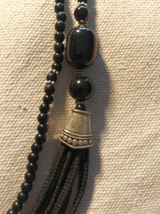 Collar Onix Natural Negro y plata.