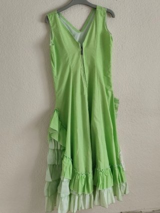 Traje Flamenca Verde con Lunares Blancos